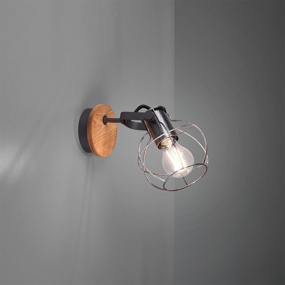 Retro Wandleuchte, im Beleuchtung Wohn Wand Lampe Warmweiß, inklusive, Strahler Zimmer etc-shop Holz verstellbar LED Leuchtmittel