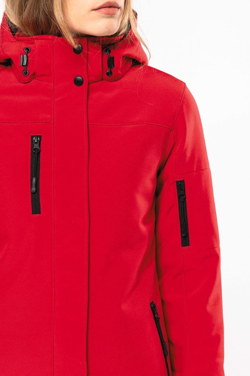 Kariban Outdoorjacke Damenparka Softshell wattiert mit Kapuze