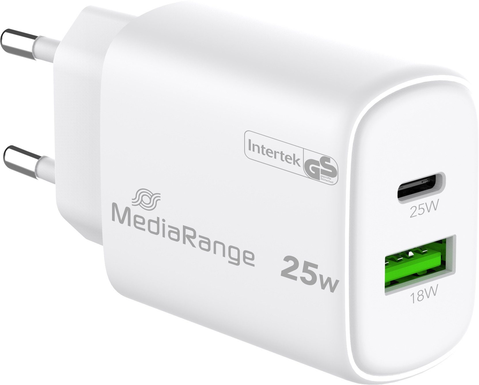 Mediarange Mediarange Ladegerät Power Adapter 25 Watt GaN 1x USB-A + 1x USB-C USB-Ladegerät – Bild 4 von 5