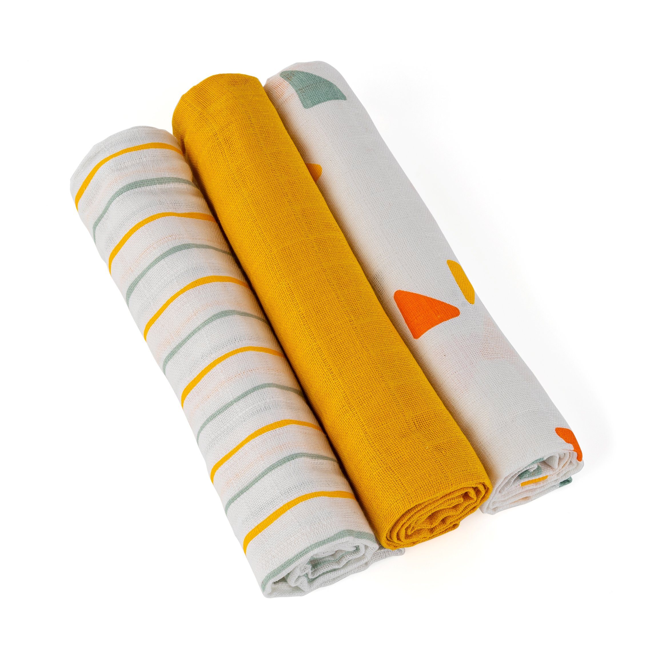 LaLoona Stoffwindeln Gelb, Mullwindeln 3er Pack 70x70 cm Baby Mulltücher Spucktücher - Baumwolle