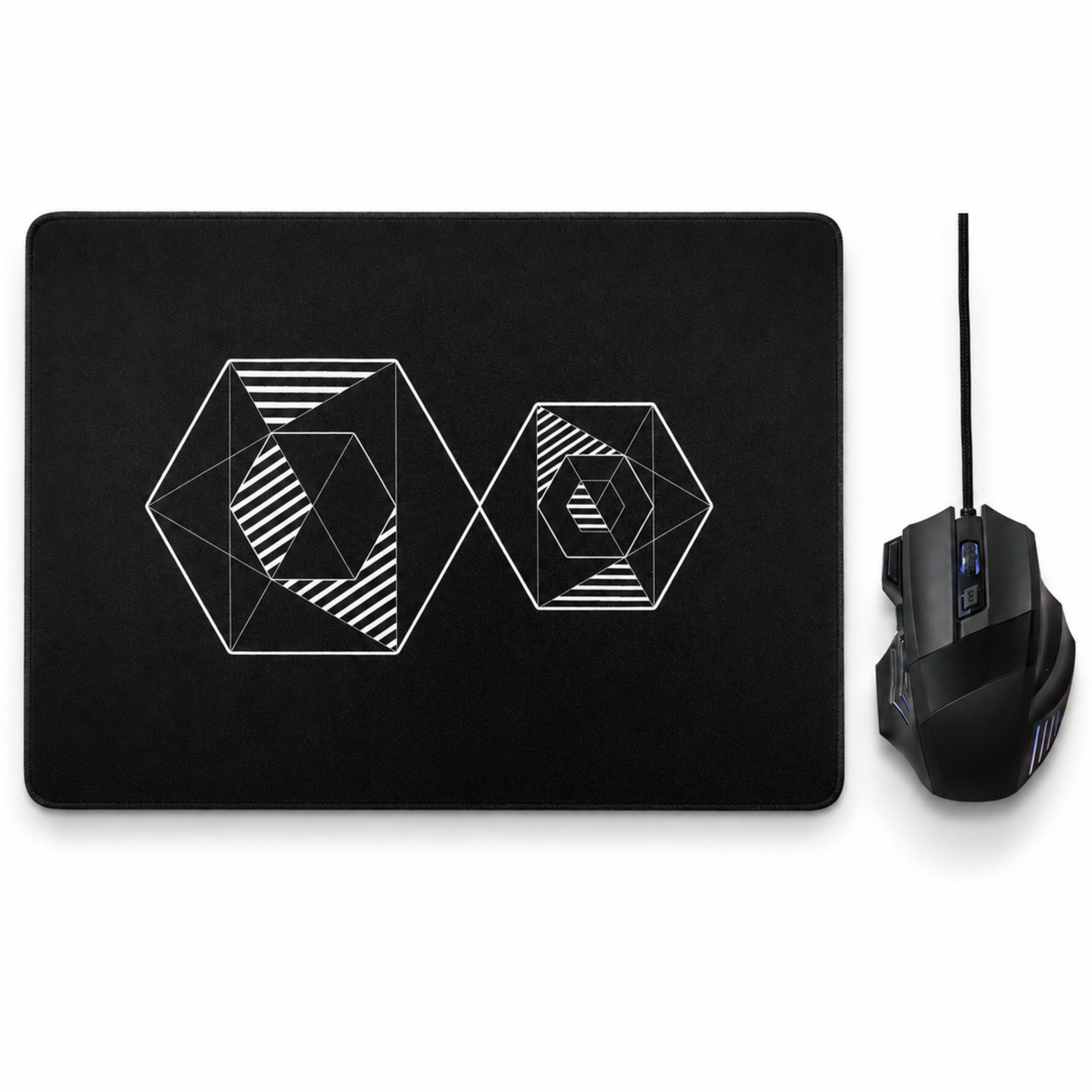 StellarLuma RGB Gaming Maus Mauspad Kabelgebunden Schwarz PC Gaming Gaming-Maus (kabelgebunden, Plug & Play, Gaming-Set mit kabelgebundener LED-Maus 2400 DPI und Mauspad inklusive)