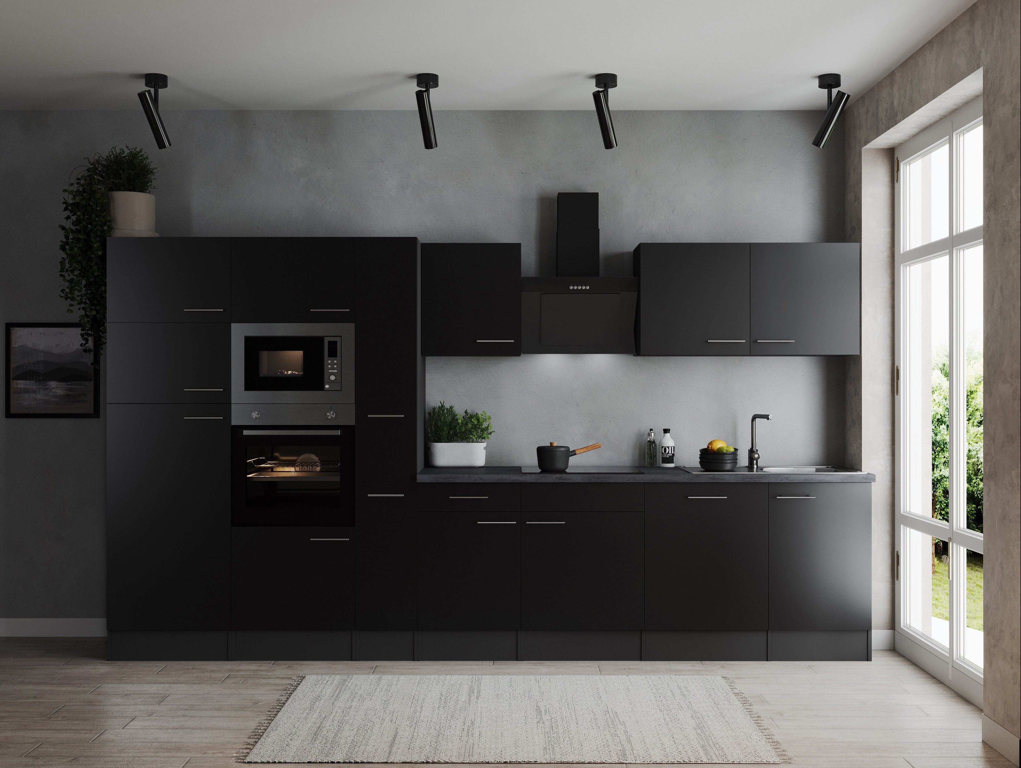 RESPEKTA Küchenzeile Oliver, Breite 370 cm, 90 cm Arbeitshöhe, in exklusiver Konfiguration für OTTO