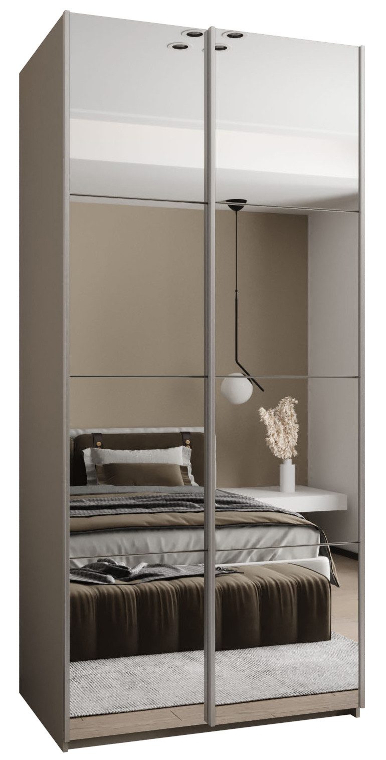 ABIKS MÖBEL Schwebetürenschrank LUX 2 hoher Schlafzimmerschrank - mit Spiegel, Kleiderstange, Regalen