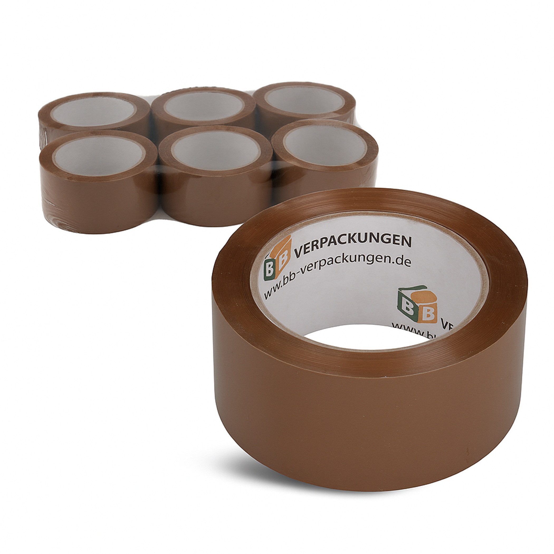 BB-Verpackungen Paket-Klebeband PP-Plus 58my Braun Packband Paketband (66-St) 50 mm x 66 m, Acrylatklebeband, 6 Rollen