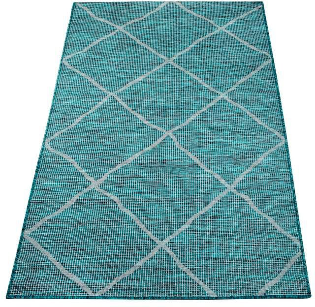 für Wetterfest Carpet Höhe: City, & blau mm, Palm, Teppich flach rechteckig, Balkon, Küche, 5 gewebt UV-beständig, Terrasse,