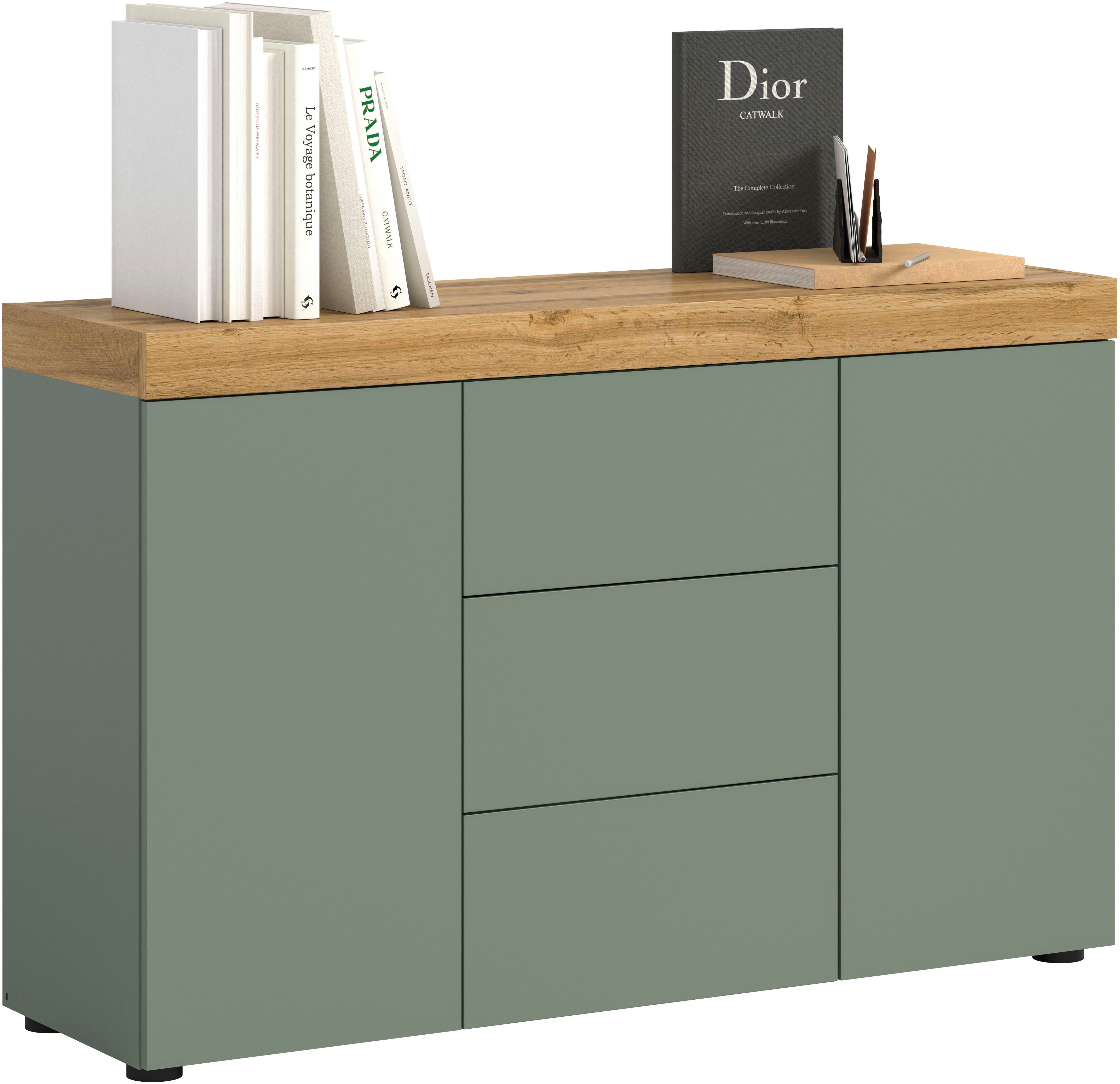 OTTO home Sideboard MAMBO, TOPSELLER!, Breite 125cm, 2 Türen, 3 Schubkästen, push-2-open (1 St., 2 farbige Ausführung, in verschiedenen Farben erhältlich), Sideboard, Kommode, Wohnzimmer, Flur, Arbeitszimmer