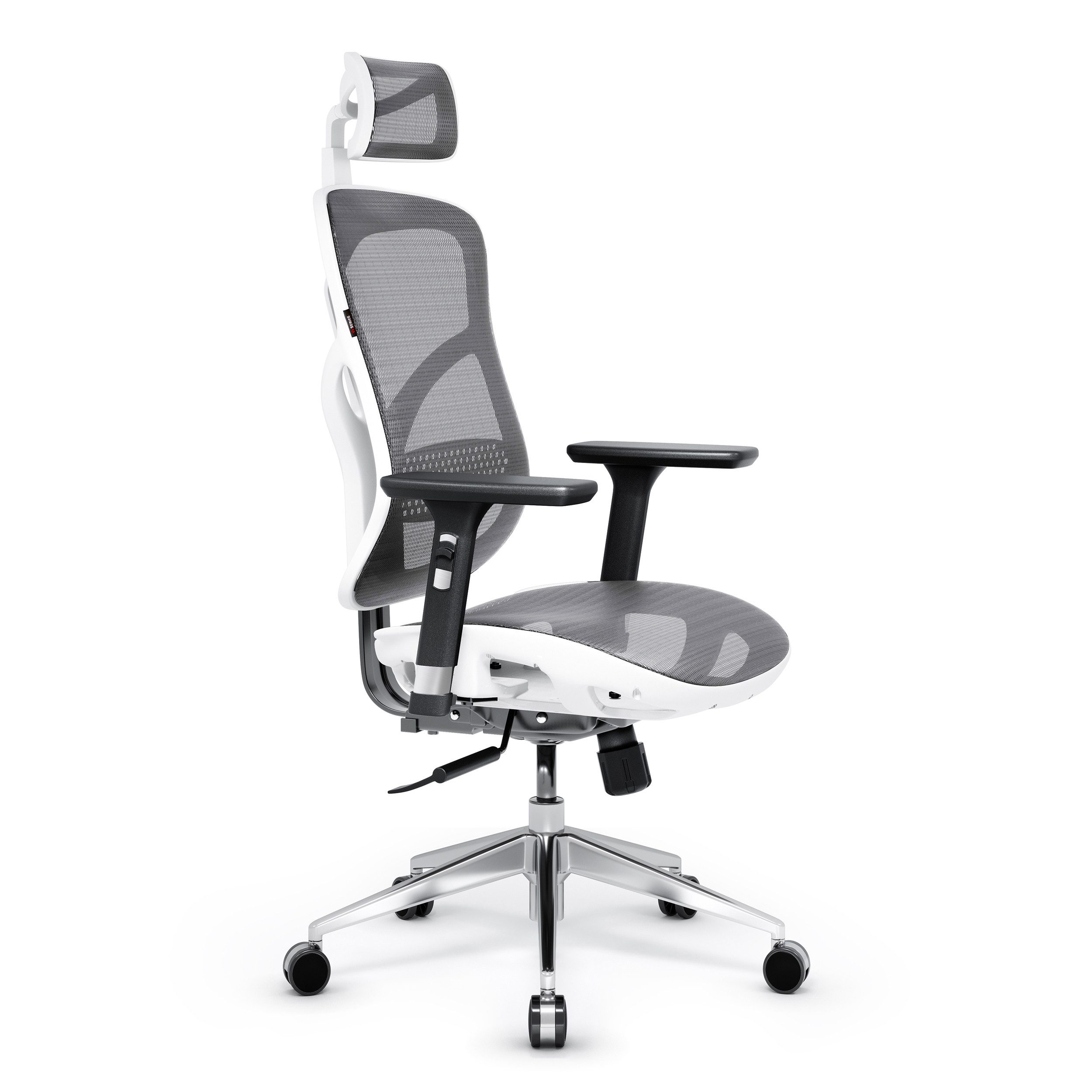 DIABLO CHAIRS Bürostuhl V-Basic Stoff ergonomisch 3D-Armlehnen Kopfstütze (3D-Armlehnen, Lendenwirbelstütze, Stoff atmungsaktiv, 140kg), Lendenstütze Wippfunktion Metallbasis 140kg