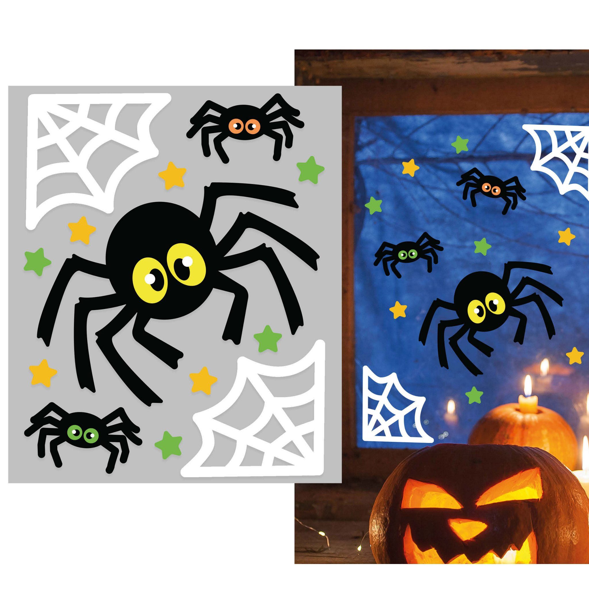 Metamorph Dekoobjekt Spinnen Gel-Aufkleber - Fenster Halloween deko, Fenster Halloween deko
