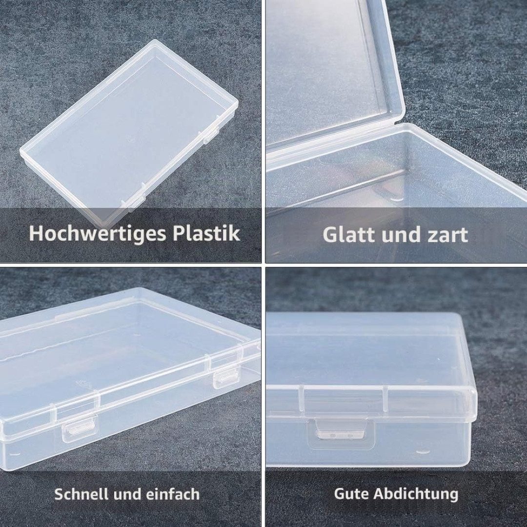 Benecreat Aufbewahrungsdose 4er Set transparente Aufbewahrungsboxen 17 x 10,5 x 2,5 cm (4-teiliges Aufbewahrungsboxen-Set mit Klappdeckel, 4 St., 4 transparente – Bild 3 von 5