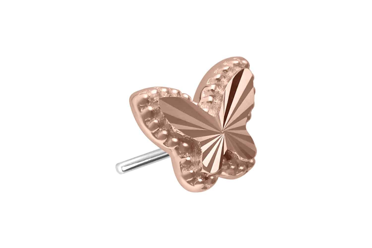 Piercing-Set 14 Karat Gold Aufsatz mit Titan Push Pin SCHMETTERLING