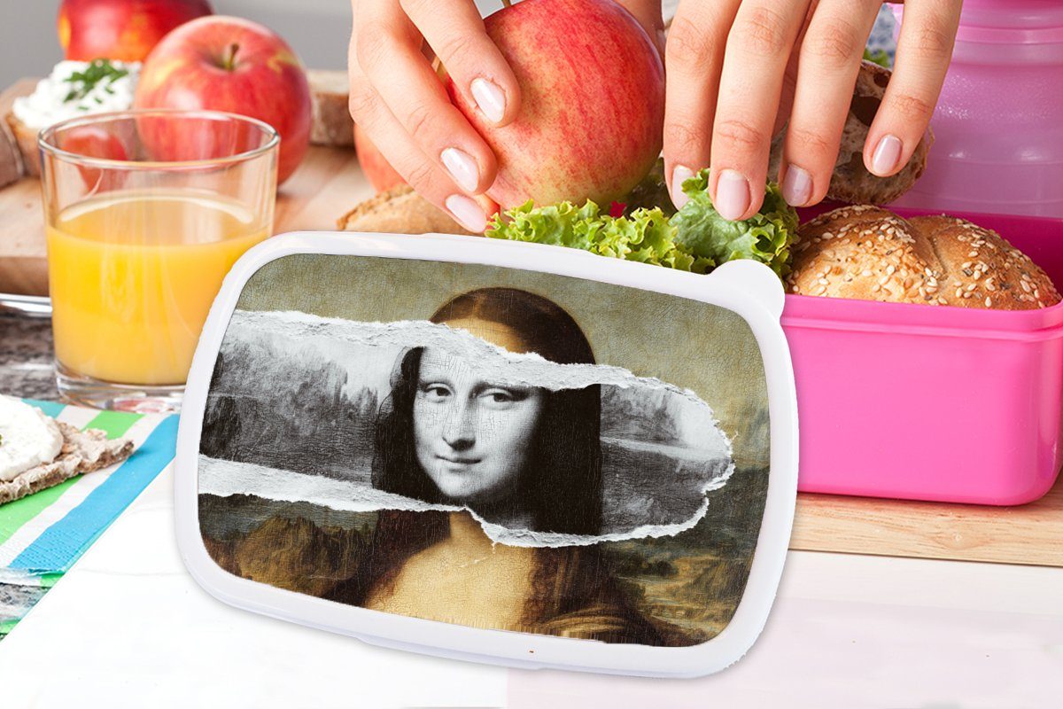 Kinder, rosa Schwarz Snackbox, Mädchen, (2-tlg), - Lisa Brotdose - Lunchbox für Erwachsene, Kunststoff und Da MuchoWow weiß Kunststoff, Brotbox Mona Vinci,