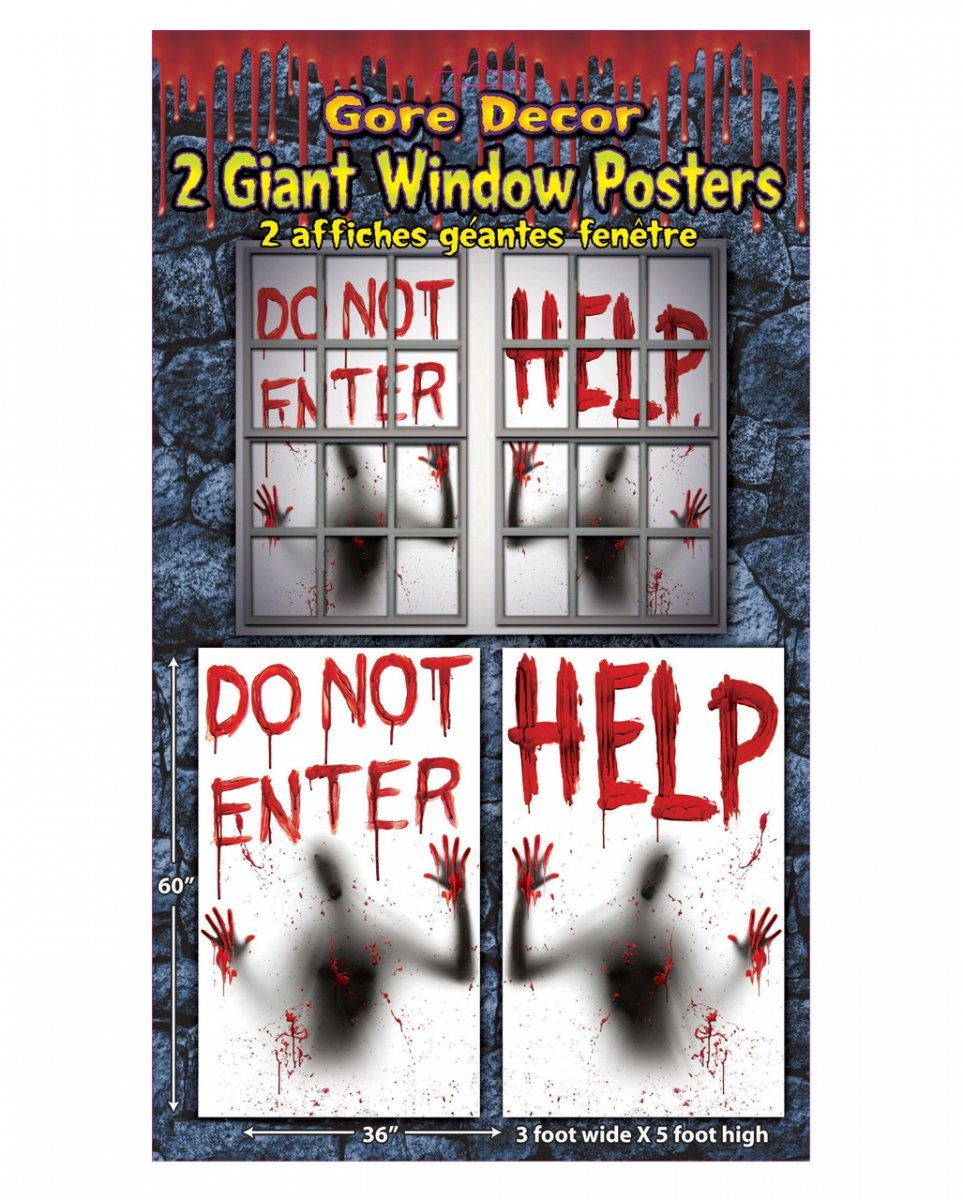 Horror-Shop Dekofigur Motiv mit Horror 2 Fensterfolien Stk. blutige