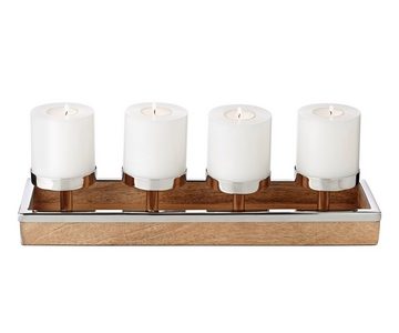 EDZARD Adventskranz Lille, Adventsleuchter, Weihnachtsdeko für 4 Kerzen á Ø 6 cm, in Silber-Optik