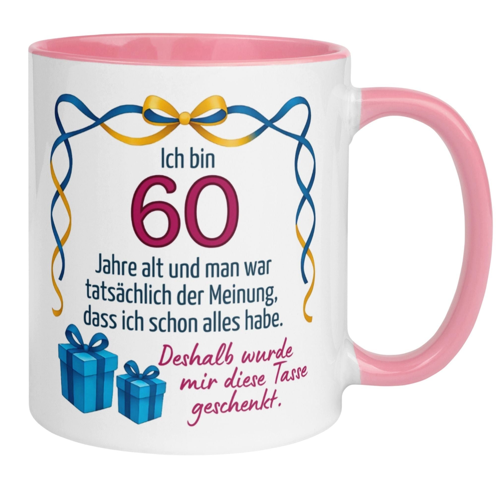 Momentals Tasse 60. Geburtstag Frau – Man war der Meinung – Geburtstagsgeschenk, Gratis Versand · Links-&Rechtshänder · Spülmaschinenfest