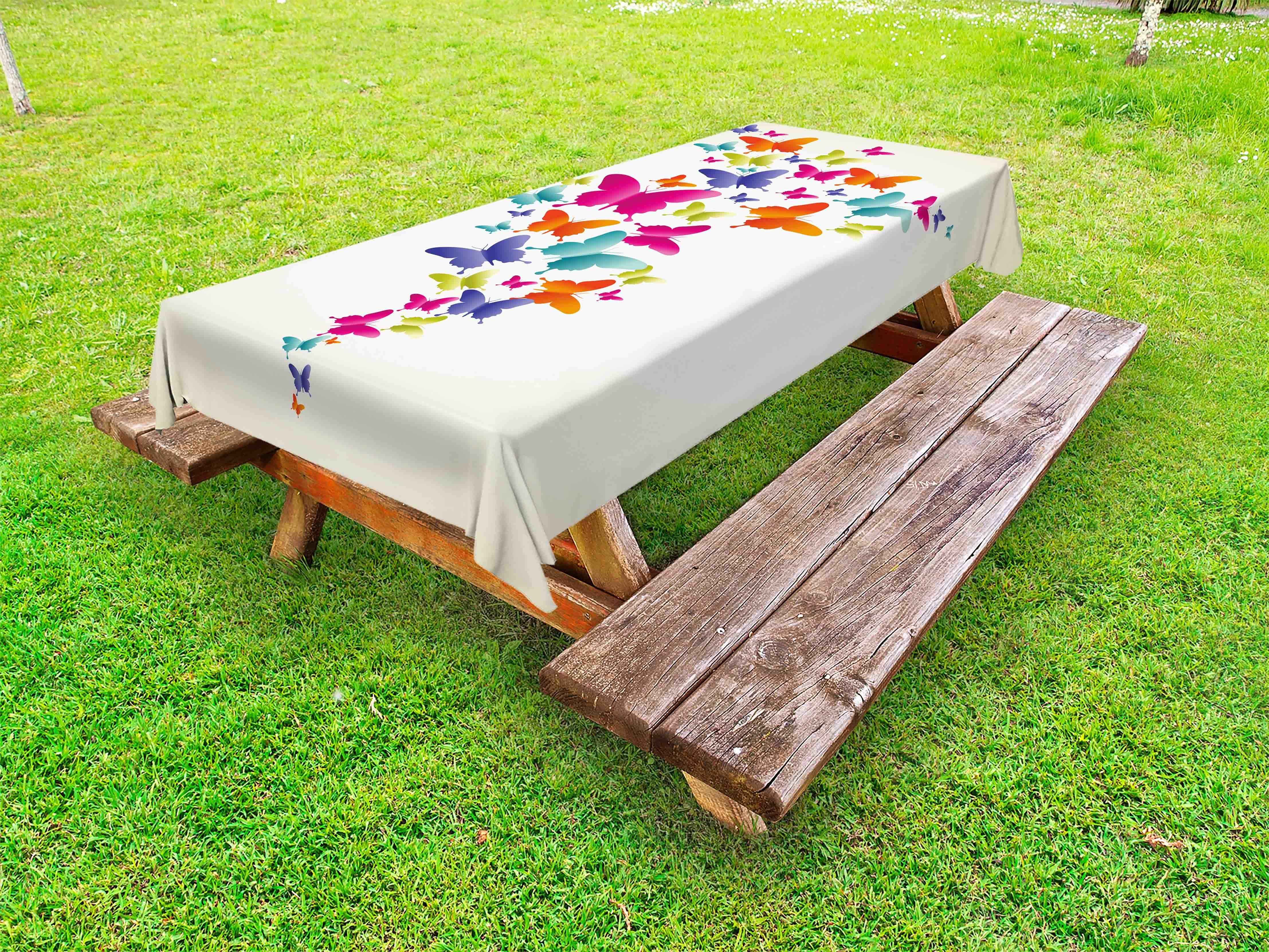 Abakuhaus Tischdecke Bunt Spring Schmetterling Picknick-Tischdecke, Season waschbare dekorative