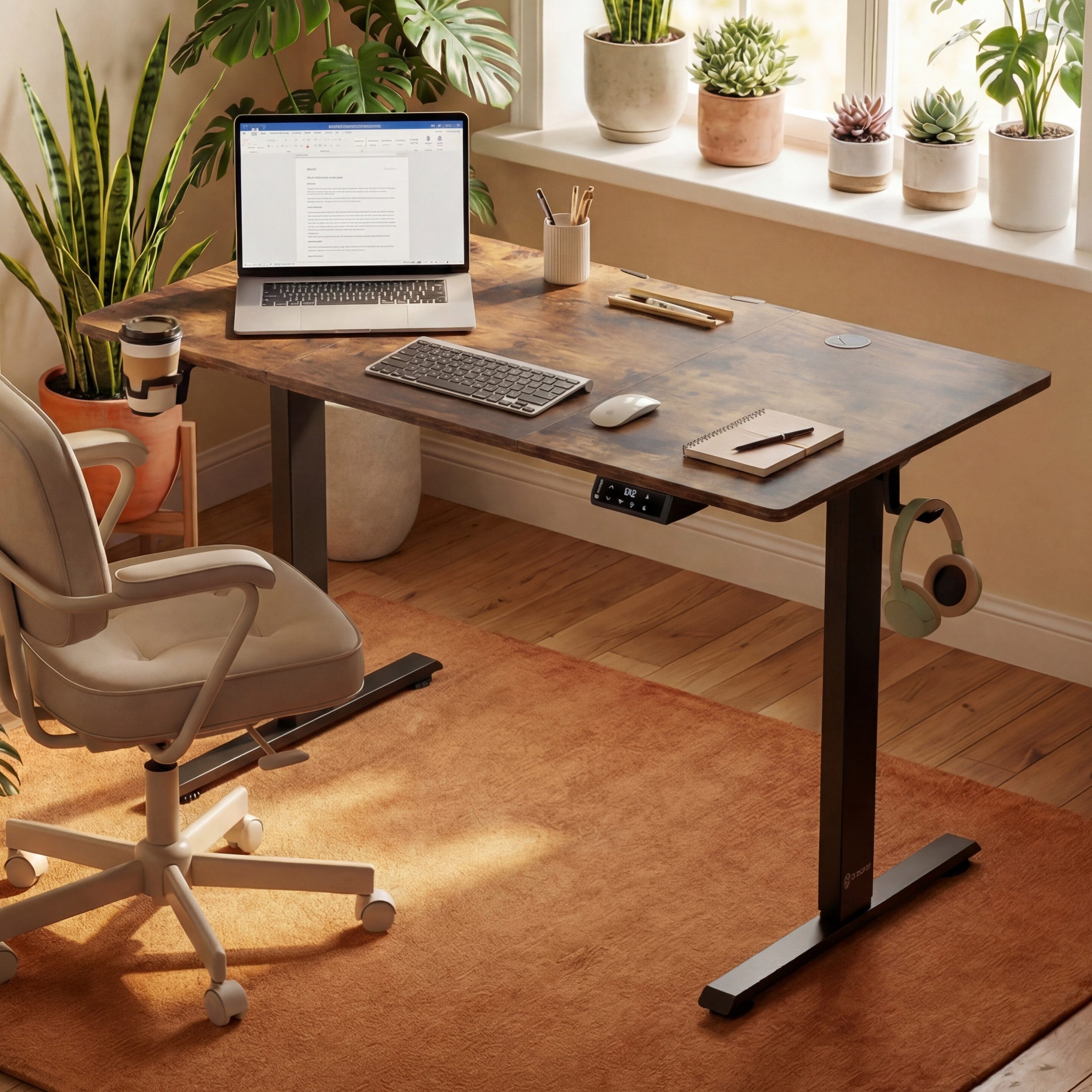 Casaria Schreibtisch, Höhenverstellbar elektrisch mit Wireless Charger 120 / 140 / 160 cm