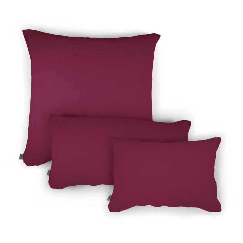 Kissenbezug Musselin-Kopfkissen "Eliane" • Red Violet, hutch&putch (1 Stück), aus 100% Bio-Baumwolle, mit hochwertigem Reißverschluss