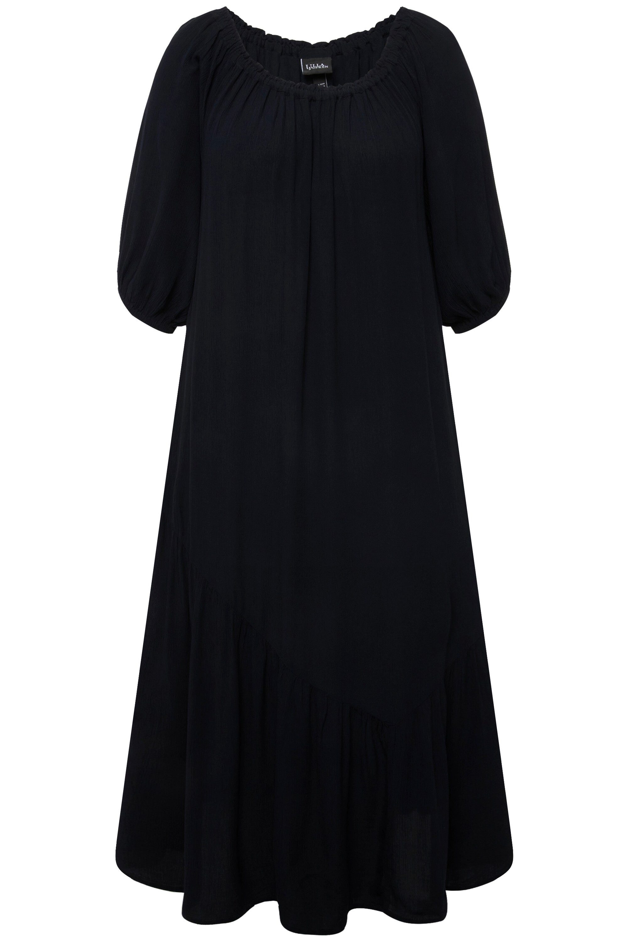 Ulla Popken Maxikleid Midikleid Struktur Volantsaum günstig online kaufen