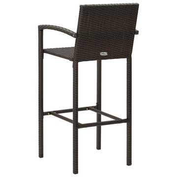 vidaXL Gartenlounge-Set 5-tlg. Garten-Bar-Set mit Armlehnen Poly Rattan Braun, (5-tlg)