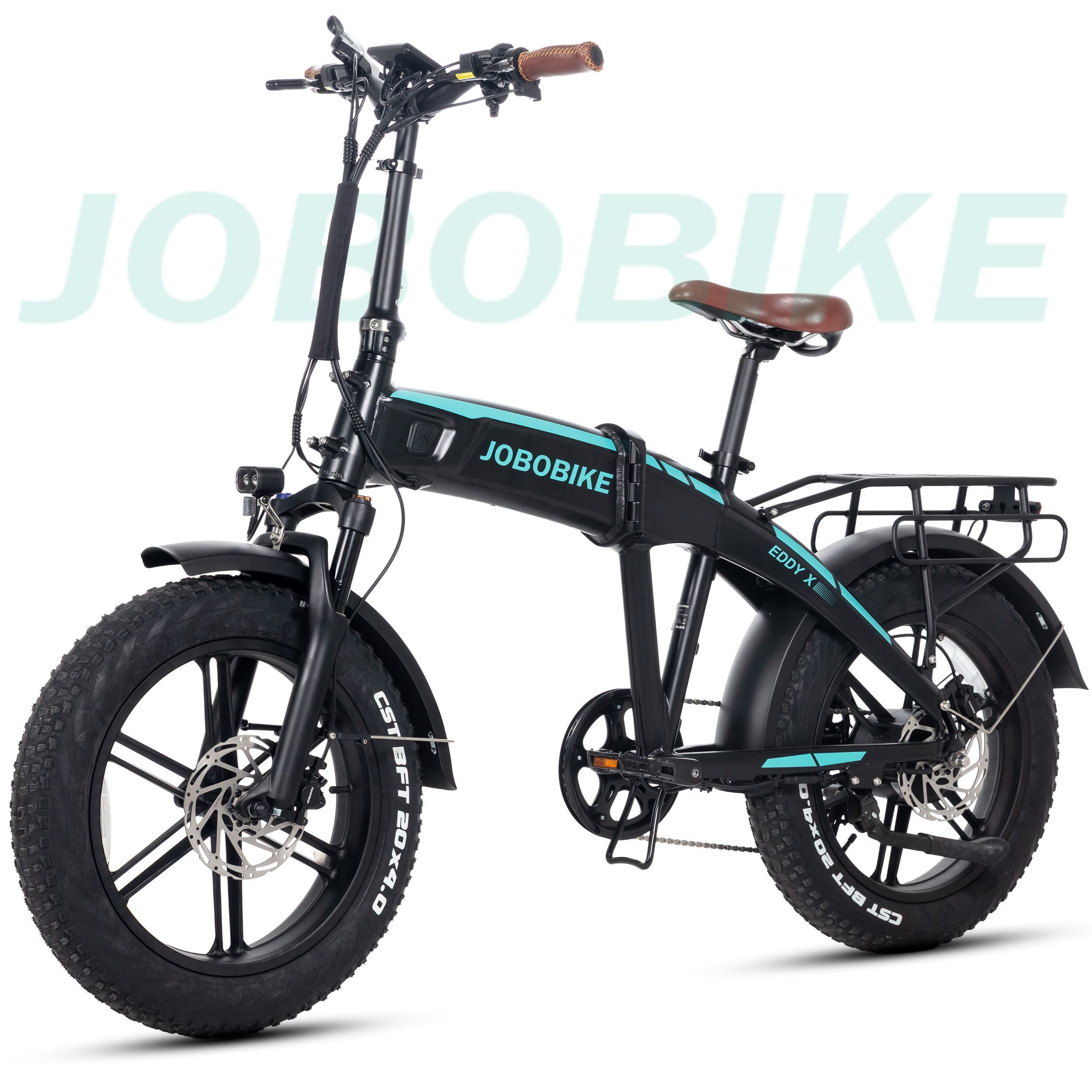 JOBOBIKE E-Bike Klapprad 20x4,0 Zoll, 120km, mit Blinkern und Bremslicht, Integriertes Laufrad, 7 Gang Shimano, Kettenschaltung, Heckmotor, 720 Wh, (Faltrad, All-Terrain Elektro-Fatbike, LCD-Farbdisplay, 5 Stufen), Klapprad, Hydr. Bremse, Elektrofahrrad für Damen und Herren, ab 165 cm