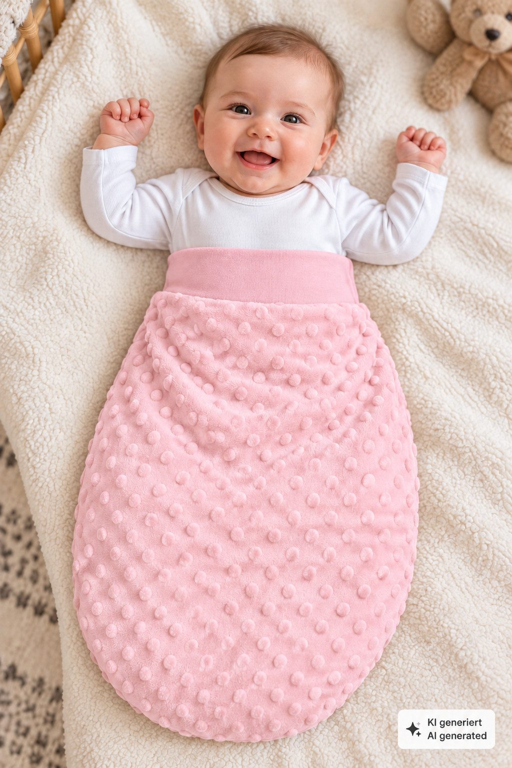 La Bortini Pucksack Baby Pucksack Schlafsack doppellagig, gefuttert für Neugeborene 0-3Mon, in Rosa, Blau, Weiß, Creme vorrätig