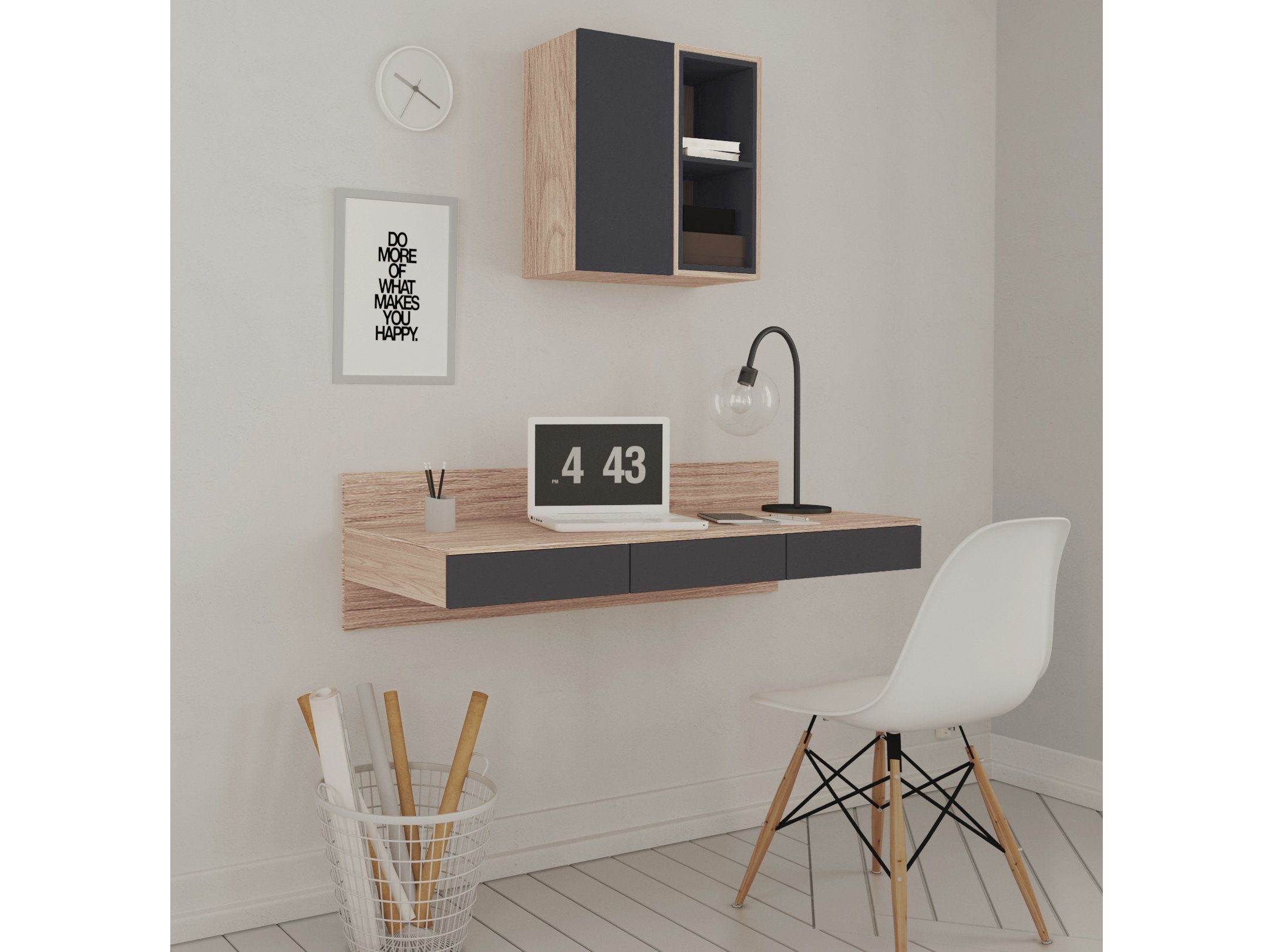 loft24 Hängeregal Langley, Wandregal Regal 2 offene Fächer, FSC®-zertifiziert, Breite 30 cm