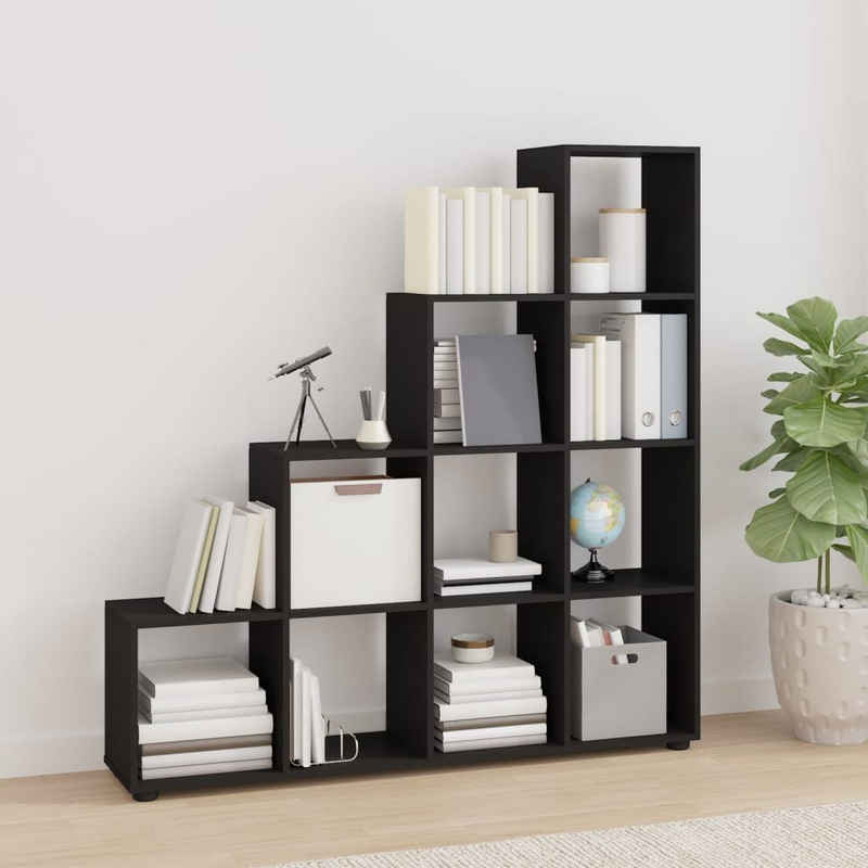 vidaXL Bücherregal Treppenregal Schwarz 142 cm Holzwerkstoff, 1-tlg.