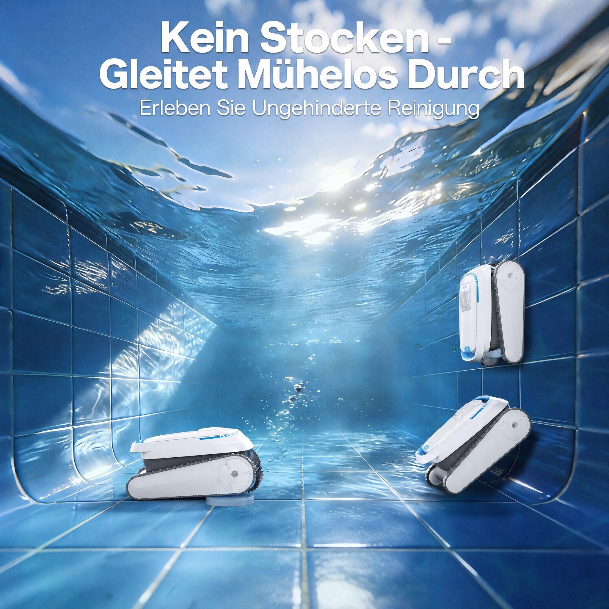Blossom Poolroboter Akku Poolsauger für Boden Wand Wasserlinie, bis 200m² Pools, Kabellos Poolsauger 60kpa/5200mah für Aufstellpool & Einbaupool