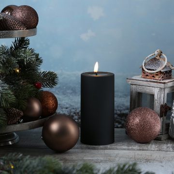 Deluxe Homeart LED-Kerze MIA für Außen 3D Flamme flackernd H: 15cm D: 7,5cm outdoor schwarz (1-tlg)