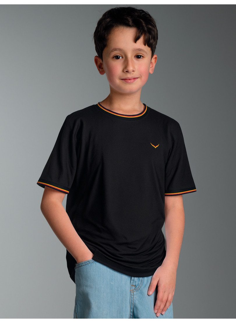 Trigema T-Shirt TRIGEMA Deutschland T-Shirt mit kontrastfarbigen Bündchen (1-tlg)