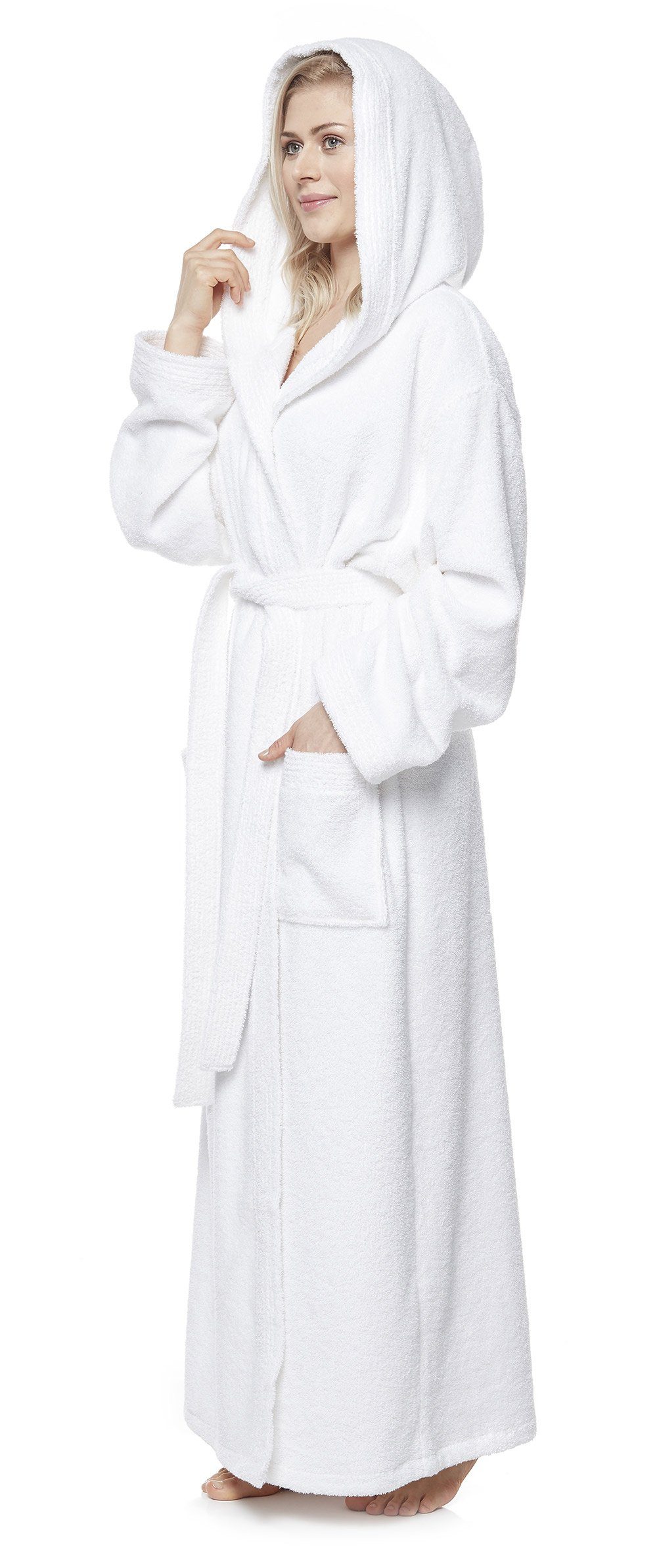 Arus Damenbademantel Pandora, extra lang, mit Kapuze, 100% Baumwolle, für Spa & Zuhause, langform, 100% Baumwolle, Kapuze, Gürtel, mit Kapuze, extra lang, 100% Baumwolle