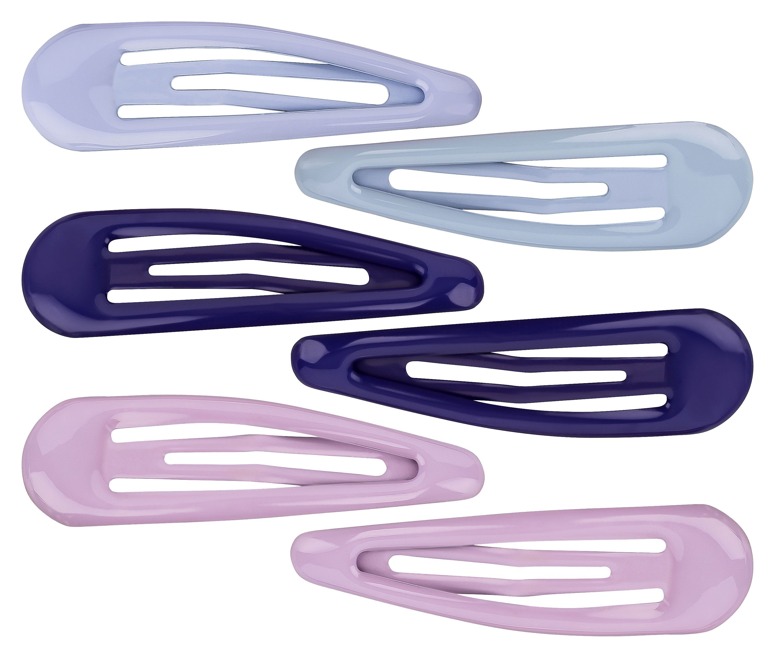 lila, 6er Haarspange Klick-Klack, violett, Haarspangen tanzmuster Set lavendel,