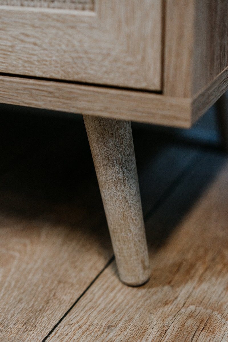 Finori Sideboard Kommode Bali, Sonoma Eiche / Rafia Geflecht, Mediterran