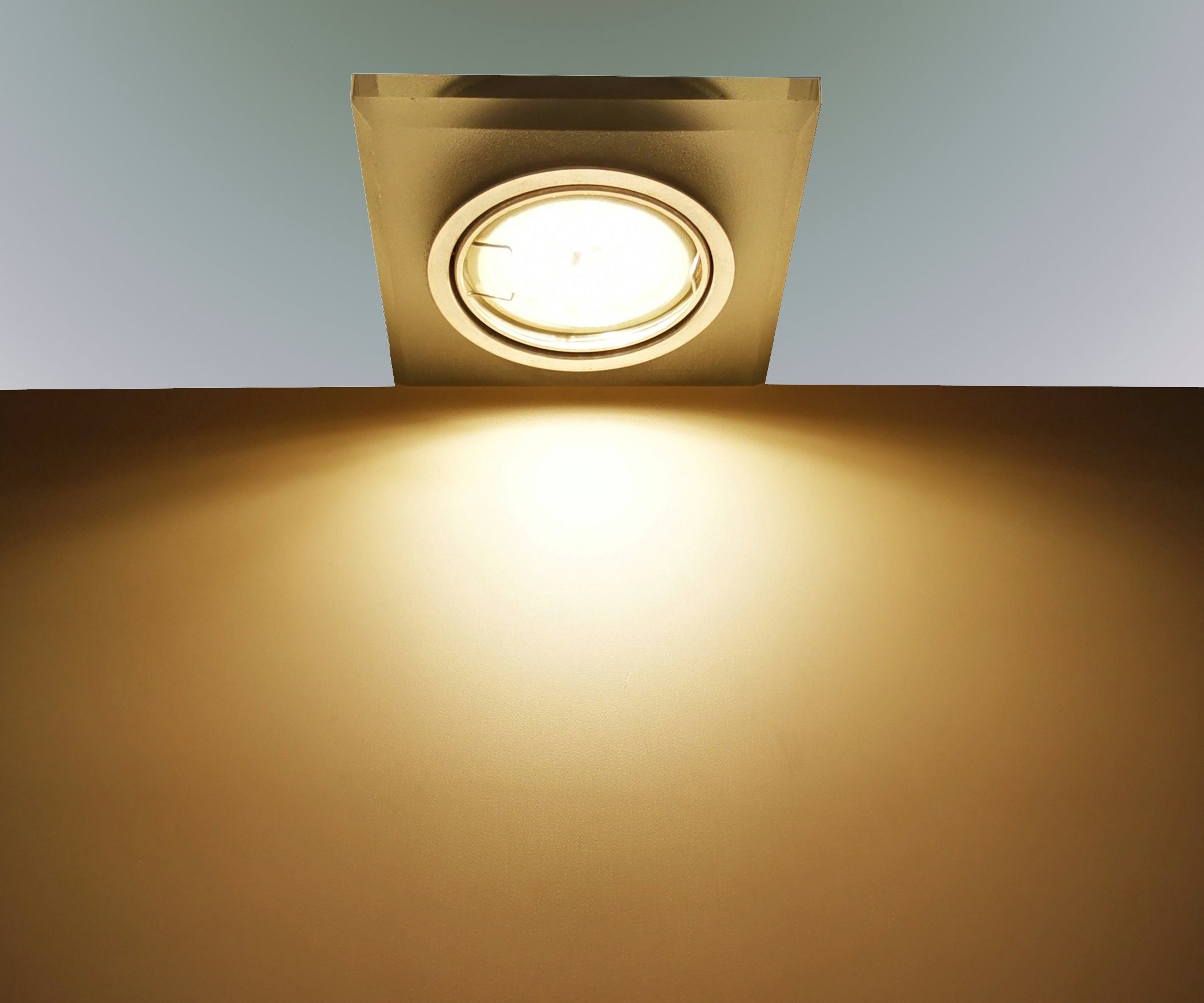 TRANGO LED Einbaustrahler, 3 Stufen dimmbar, 3er Set *CRYSTAL* LED Deckenstrahler 6729S-03GUSD-AK aus handgeschliffenem Glas & Alu inkl. 3x 3-Stufen dimmbar GU10 LED Leuchtmittel 3000K warmweiß, Einbauspot, Deckenleuchte, Deckenspots