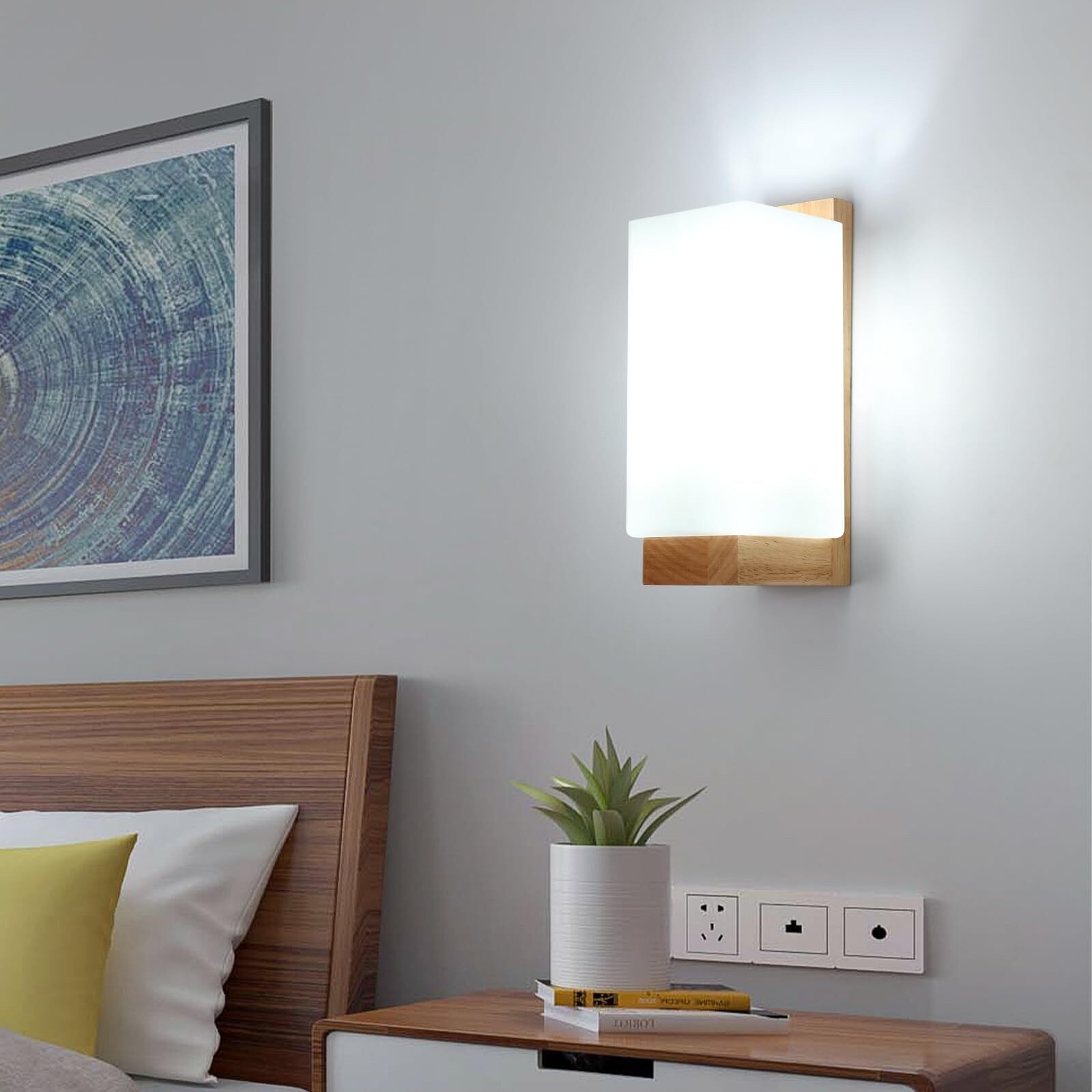 Riserva Wandleuchte Wandleuchte E27-Fassung Glasschirm Minimalistisch Vintage, LED wechselbar