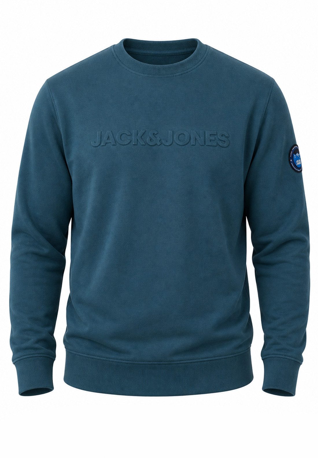 Jack & Jones Sweatshirt Pullover - Rundhalspullover mit Crew-Neck im Regular Fit für Herren Männer Sweatpullover mit Logo & Patch aus Baumwollmischung