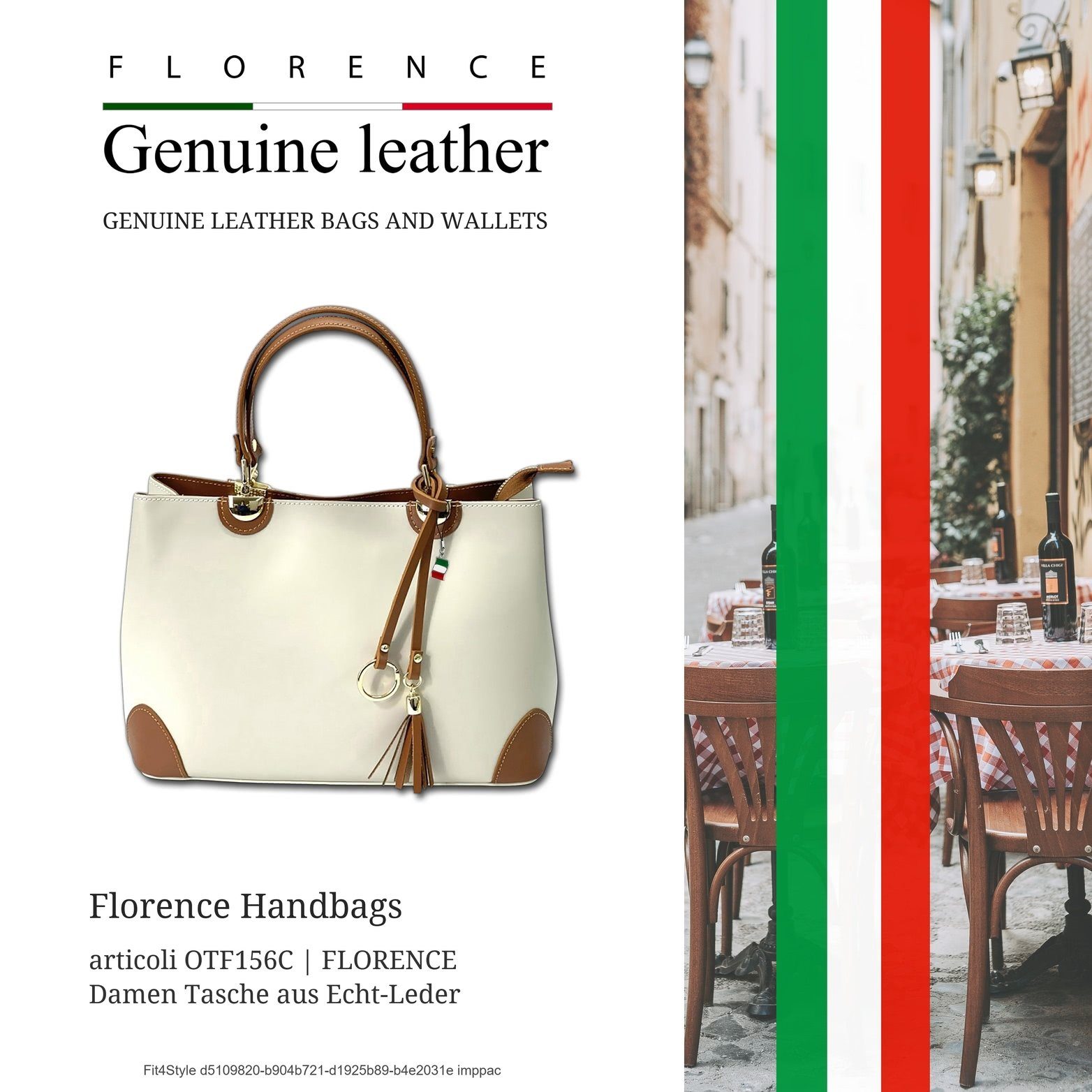 FLORENCE Umhängetasche Florence Handtasche Damen Umhängetasche (Umhängetasche, Umhängetasche), Damen Tasche Echtleder beige, tan, Made-In Italy