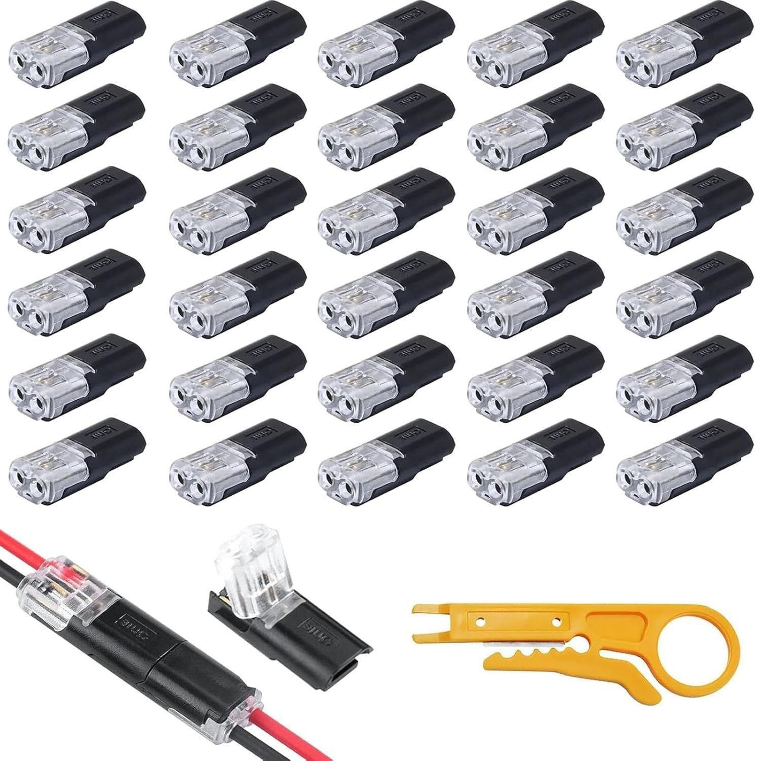 FELIXLEO Kabelverbinder-Sortiment Auto Kabelverbinder Wasserdicht 2 Pol 12V Für 18 22 AWG Kabel, 30-tlg.