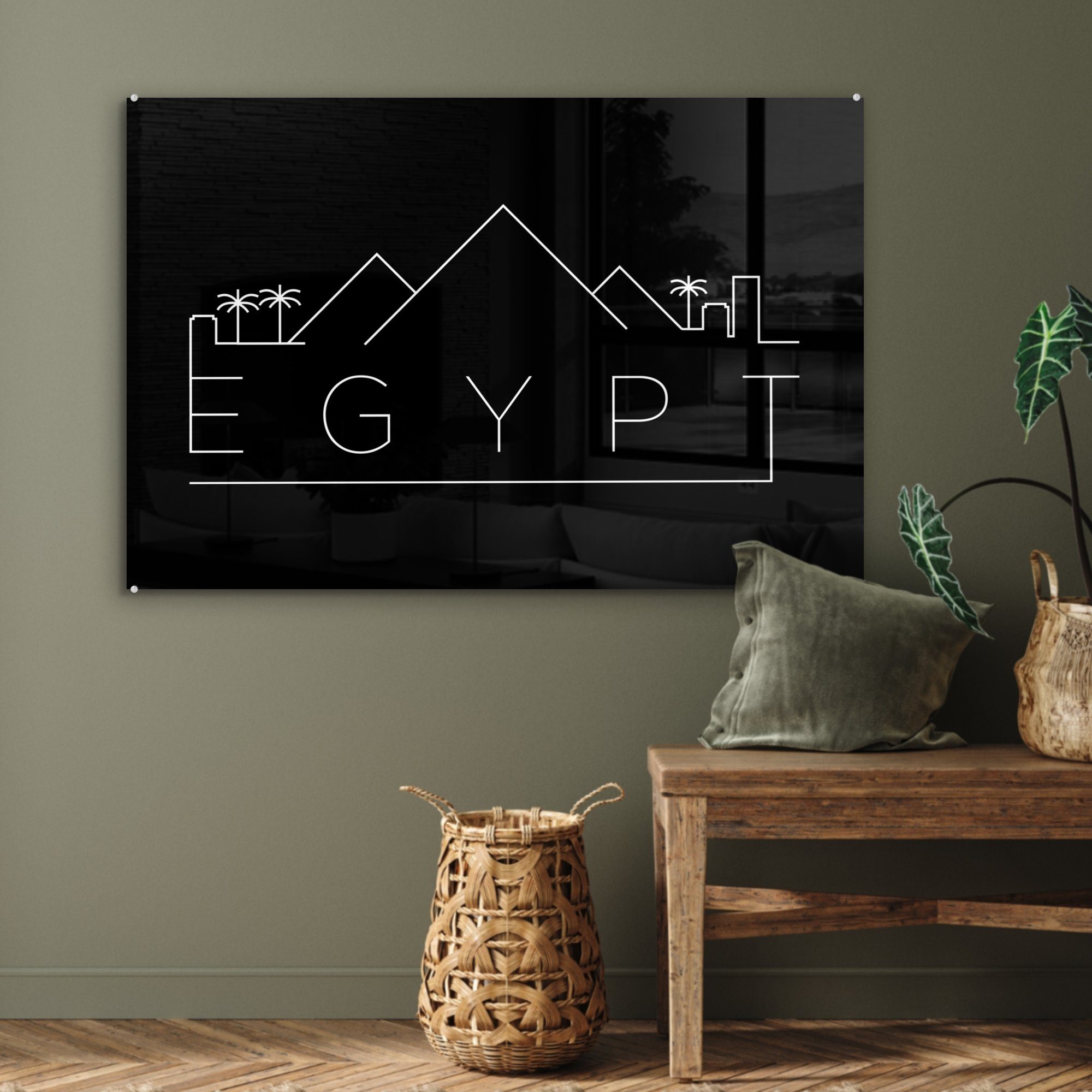 schwarzem (1 "Ägypten" auf St), MuchoWow Skyline Acrylglasbilder & Hintergrund, Wohnzimmer Schlafzimmer Acrylglasbild