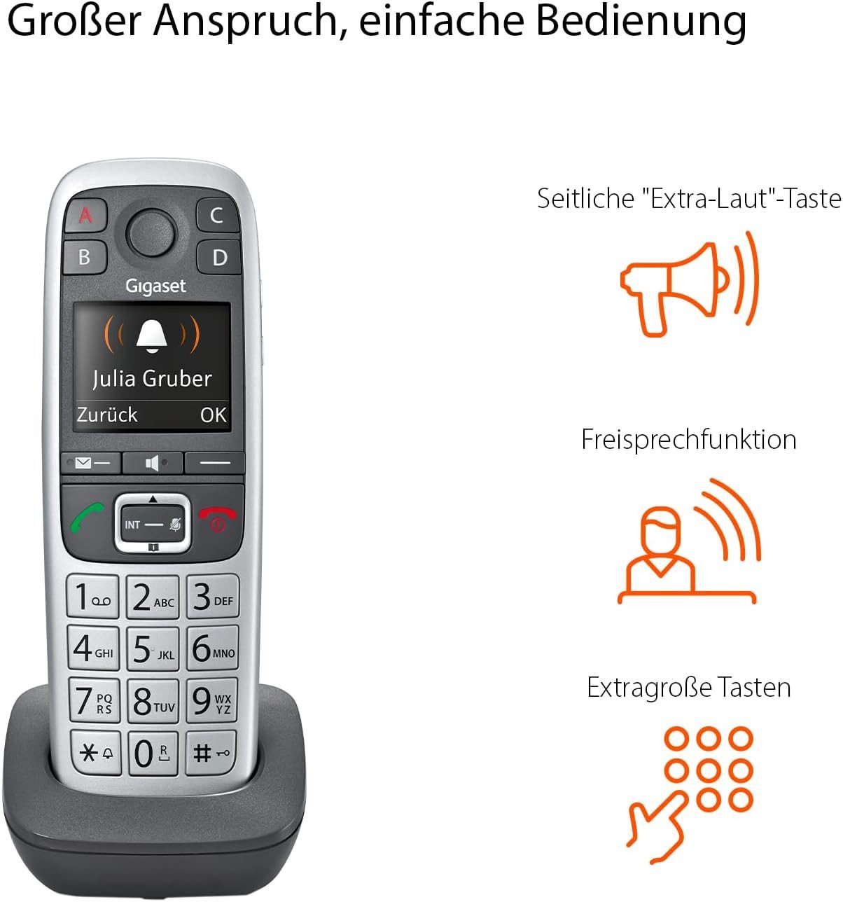 Gigaset E560HX Schnurloses DECT-Telefon (Mobilteile: 1)