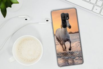 MuchoWow Handyhülle Pferde - Sonne - Meer - Strand - Tiere, Phone Case, Handyhülle Xiaomi Redmi 9, Silikon, Schutzhülle
