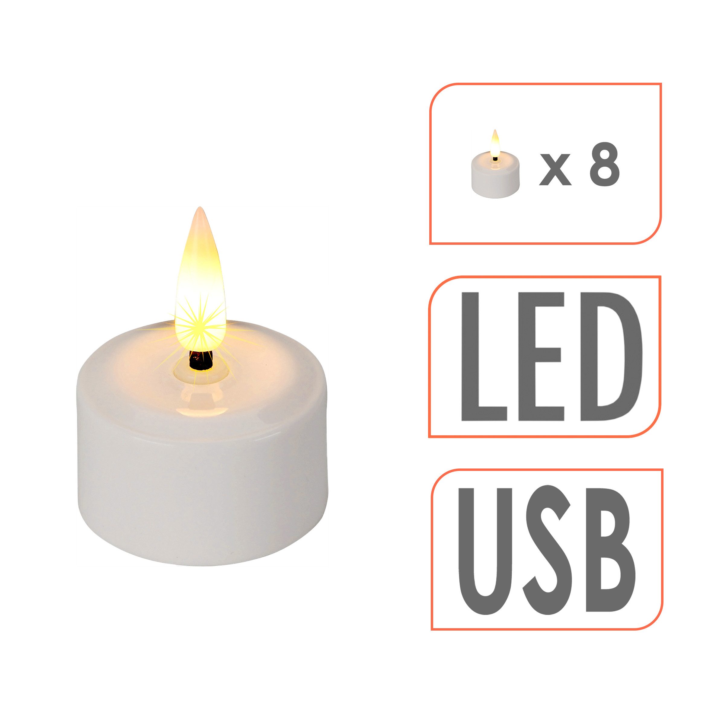 Spetebo Teelicht LED wiederaufladbar mit Ladestation (8er Set, 1-tlg., Künstliche Kerzen), mit Flackereffekt