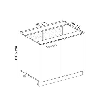 Vicco Schranksystem R-Line, Schwarz Hochglanz/Weiß, 86 cm mit Tür, mit Arbeitsplatte