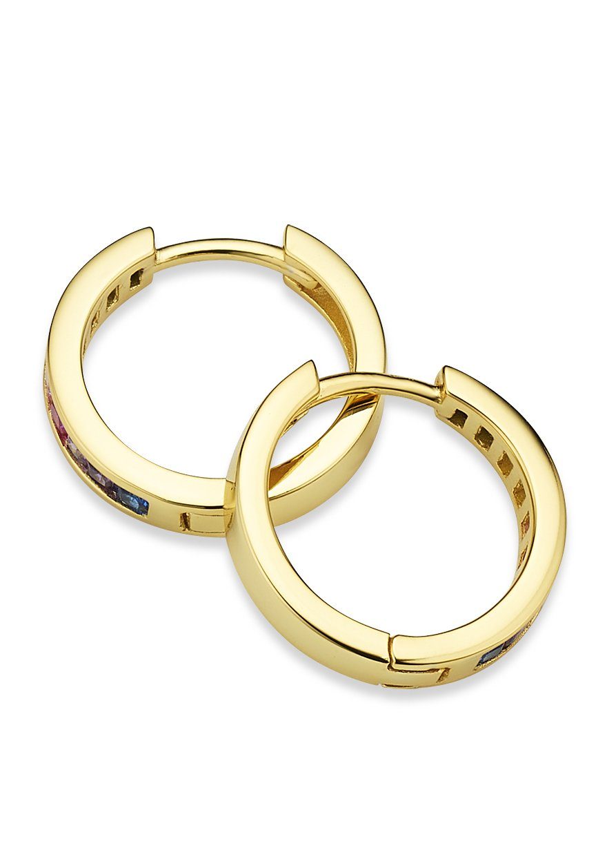 Bruno Banani Paar Creolen Schmuck Geschenk Silber 925 Ohrschmuck Ohrringe Regenbogen, mit Zirkonia (synth)