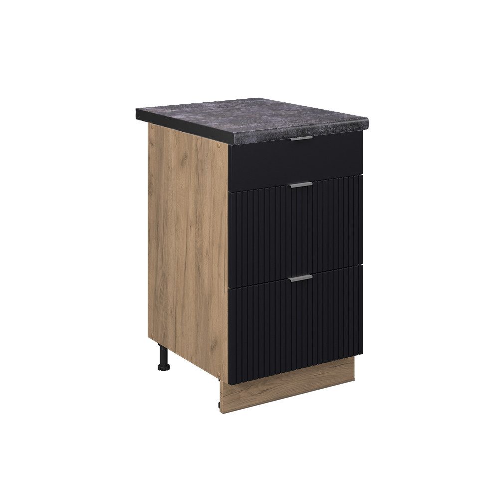 Vicco Unterschrank Fame-Line, Schwarz gestreift/Goldkraft Eiche, günstig online kaufen
