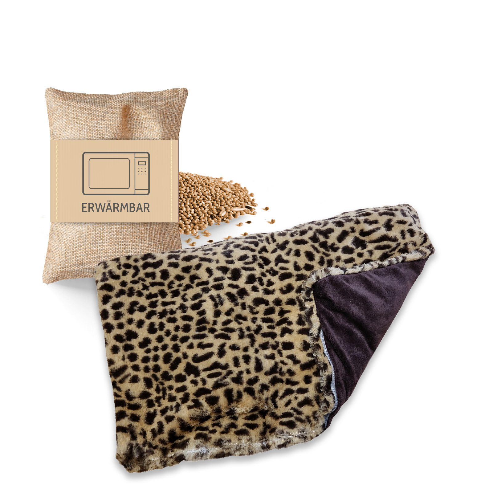 Habibi Plush Wärmekissen Wärmekissen Habibi Plush Premium Körnerkissen leo, (Wärmekissen mit herausnehmbarer Füllung)