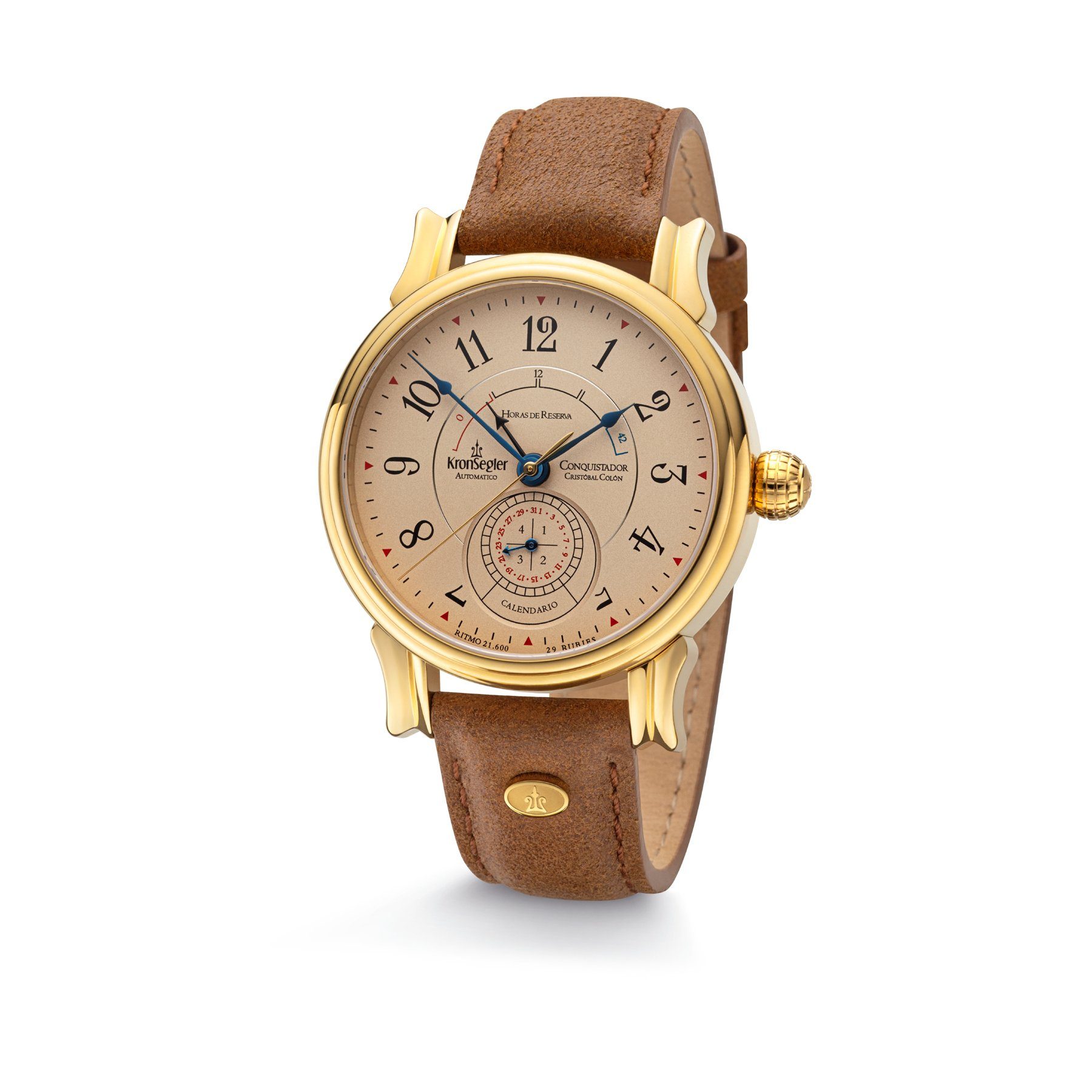 Kronsegler Automatikuhr Conquistador Herrenuhr Lederband m. gold-tierra