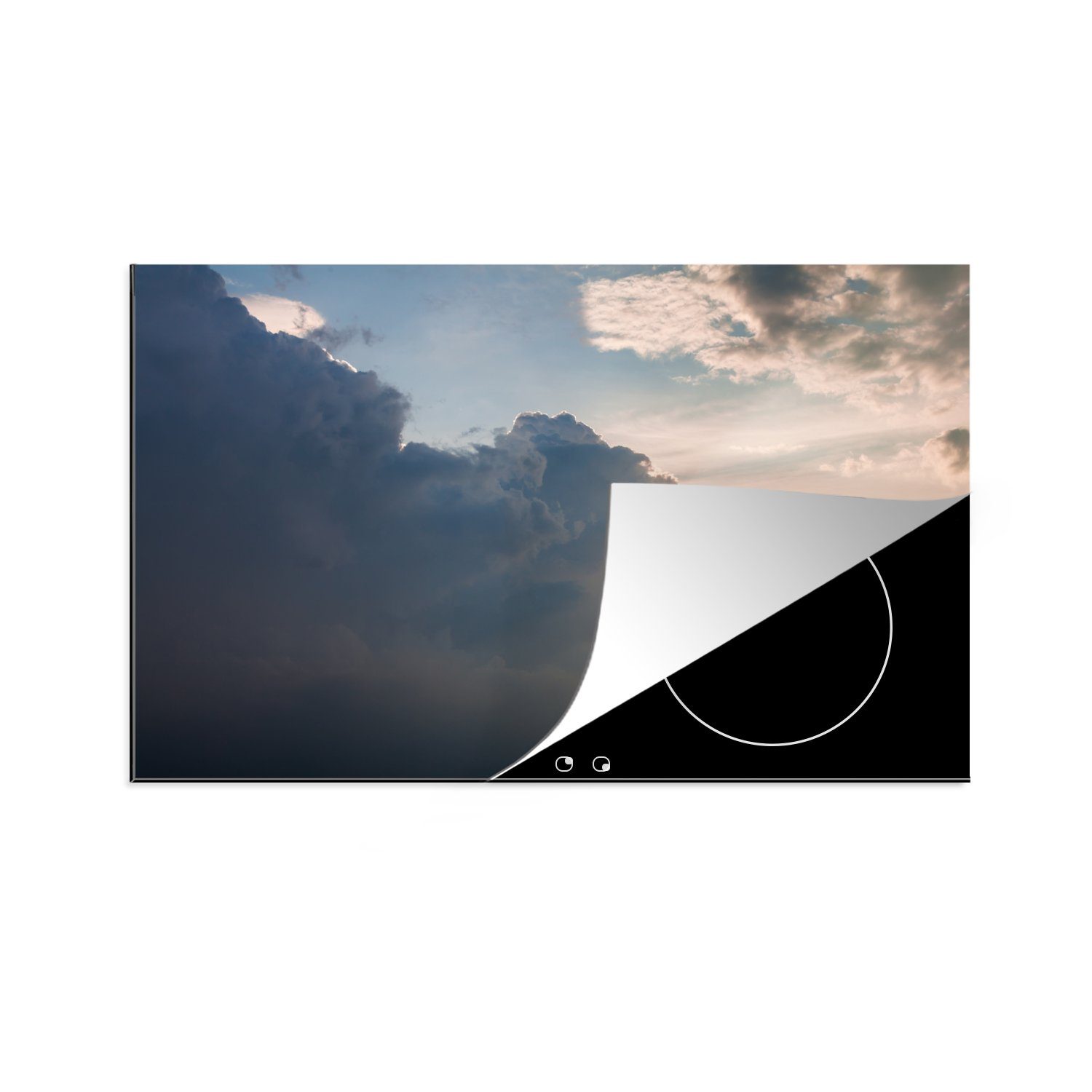 MuchoWow Herdblende-/Abdeckplatte Die Sonne bricht durch die Wolken, Vinyl, (1 tlg), 81x52 cm, Induktionskochfeld Schutz für die küche, Ceranfeldabdeckung