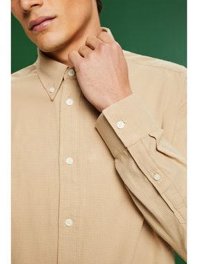 Esprit Langarmhemd Baumwollhemd in normaler Passform mit Mini-Karos