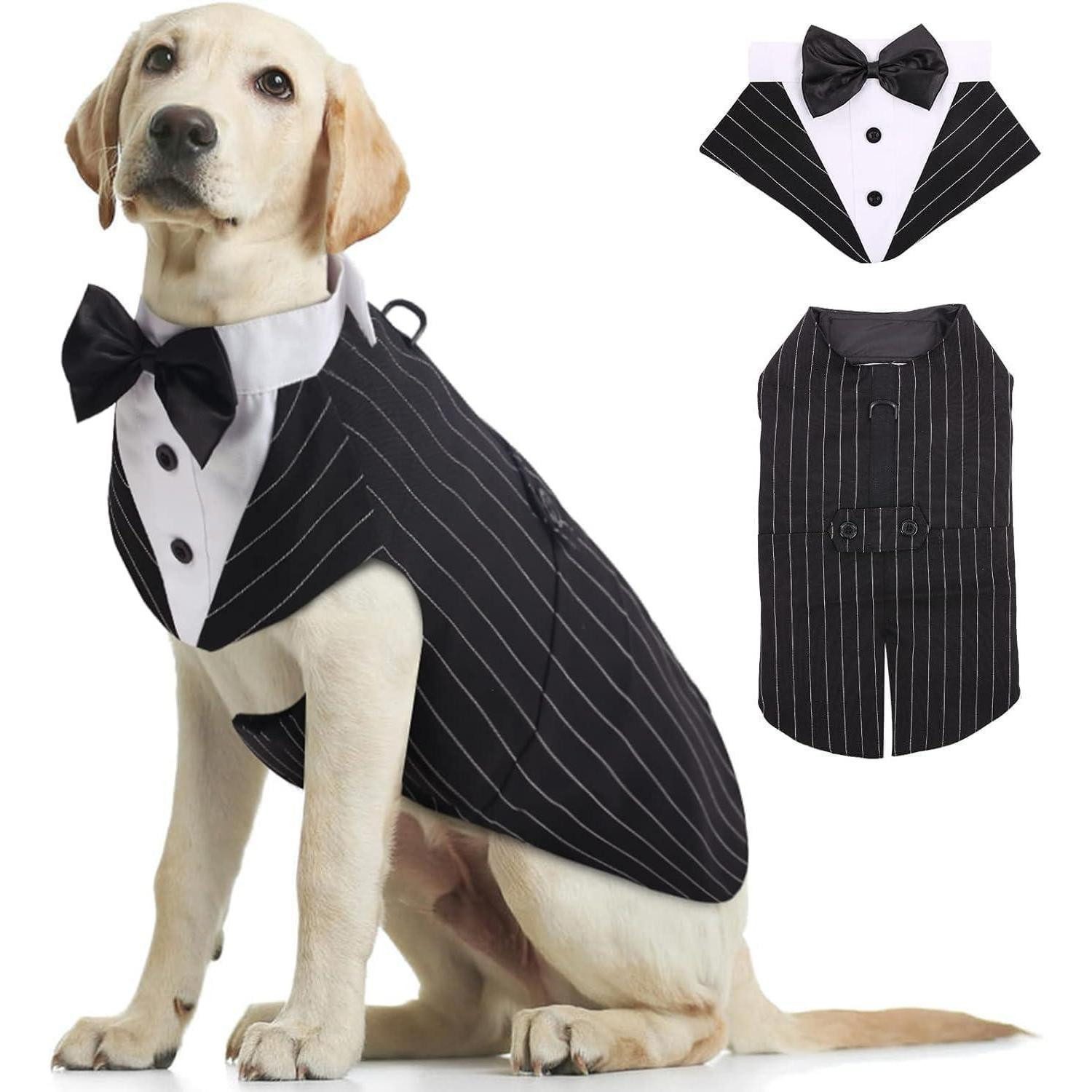 LuxusKollektion Hundefliege Hundeanzug Smoking Bandana Fliege XL-Rückenlänge: 51 cm Gestreift